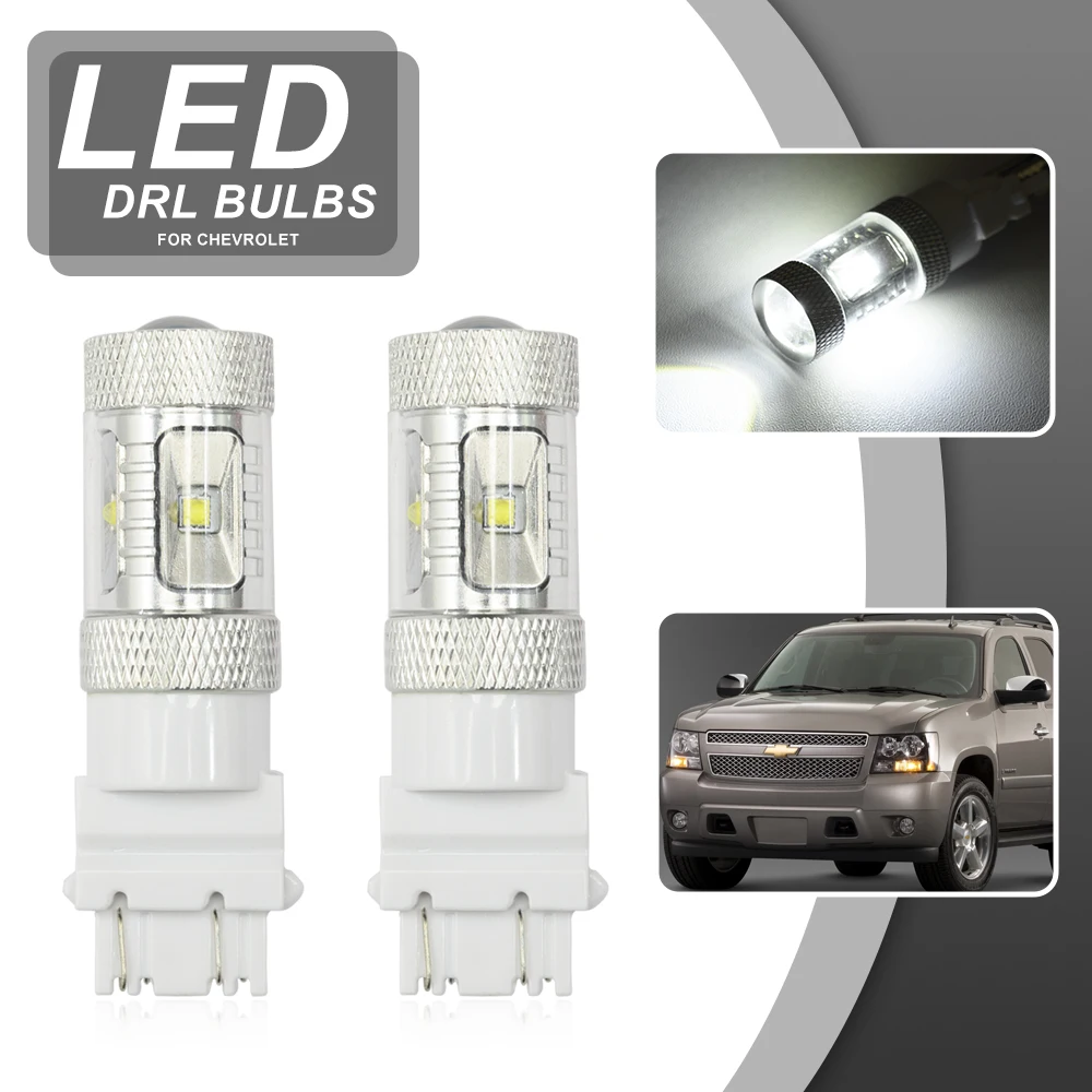 

Белые светодиодные дневные ходовые огни для Chevrolet Tahoe 2007-2014, Ультраяркий отражатель 3157, светодиодные лампы, дневные огни, Стайлинг автомобиля