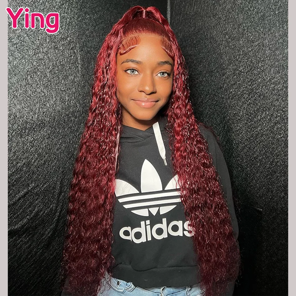 

Ying 180% 99J Burgundy Curly Wave 13x6 Lace Front Wig 12 A 13x4 Lace Front Wig PrePlucked With Baby Hair 5x5 Lace Wig Remy