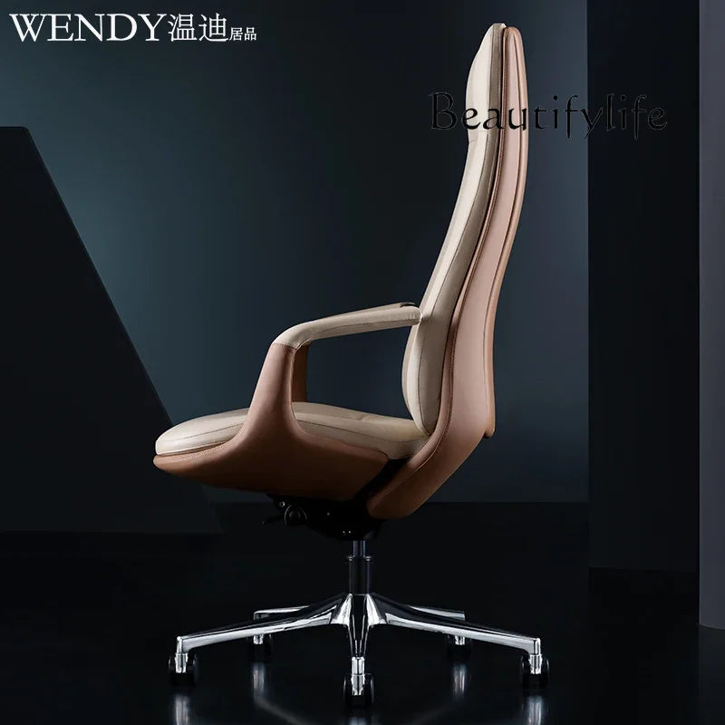 Итальянское легкое роскошное офисное кресло босса кожаное классное с откидной