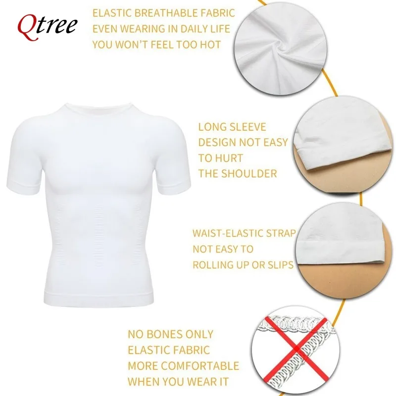 Compression Slimming T-shirt Men Body Shaper Waist Trainer Fitness Vest Fat Burn Chest Slim Shirt weight loss shapewear