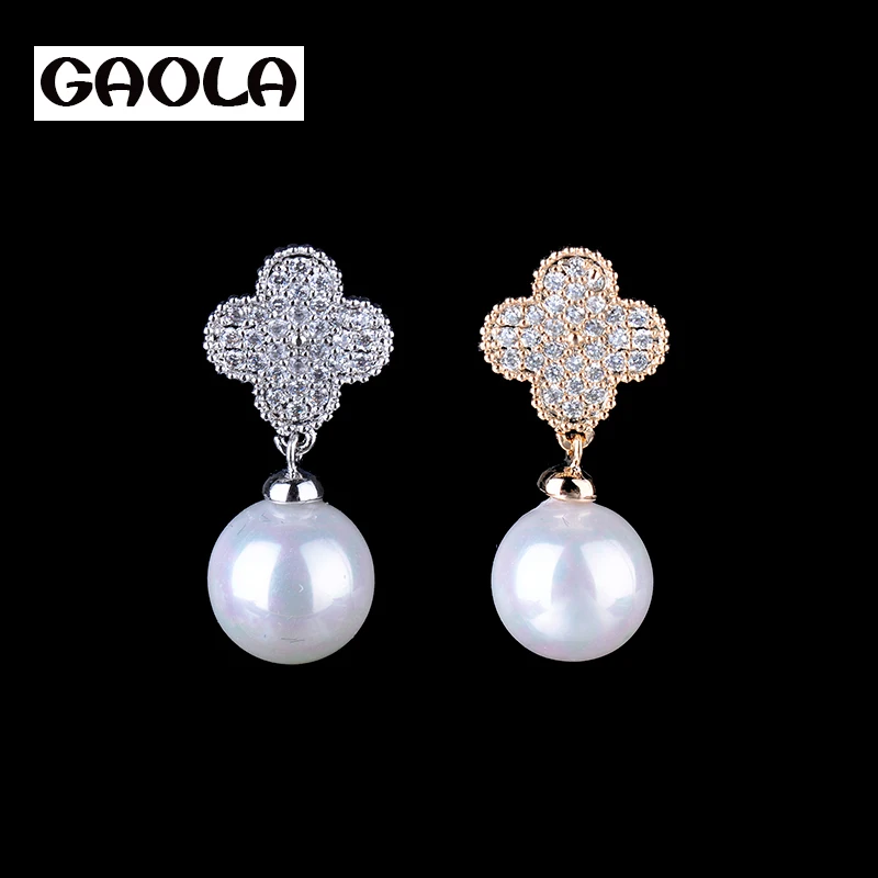 

GAOLA Hot Sale High Quality Product Pearl Earring ,Fashion Earring ,Silver Color AAA Zircon Fashion Jewelry GLE3664