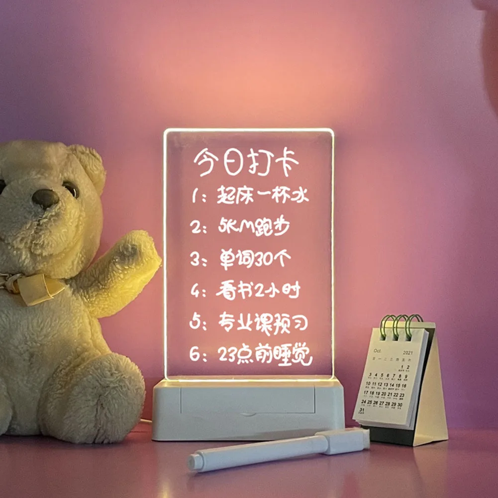 

Creative Led Night Light Note Board Message Board With Pen USB Power Decor Night Lamp Gift For Children Girl Friend For Bedroom