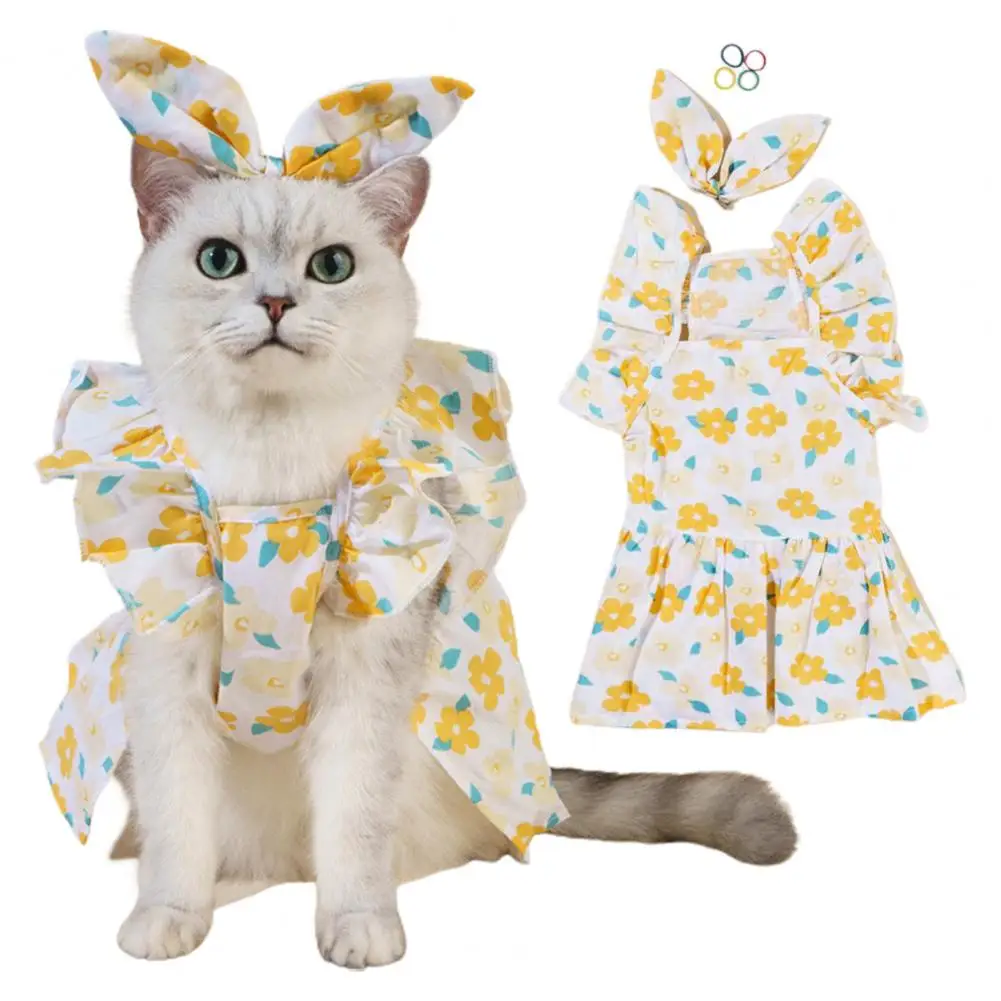 

Stand Out Pet Dress Charming Flower Print Pet Dress Stylish Apparel for Dogs Cats Comfortable Easy to Wear Princess Dress Pet