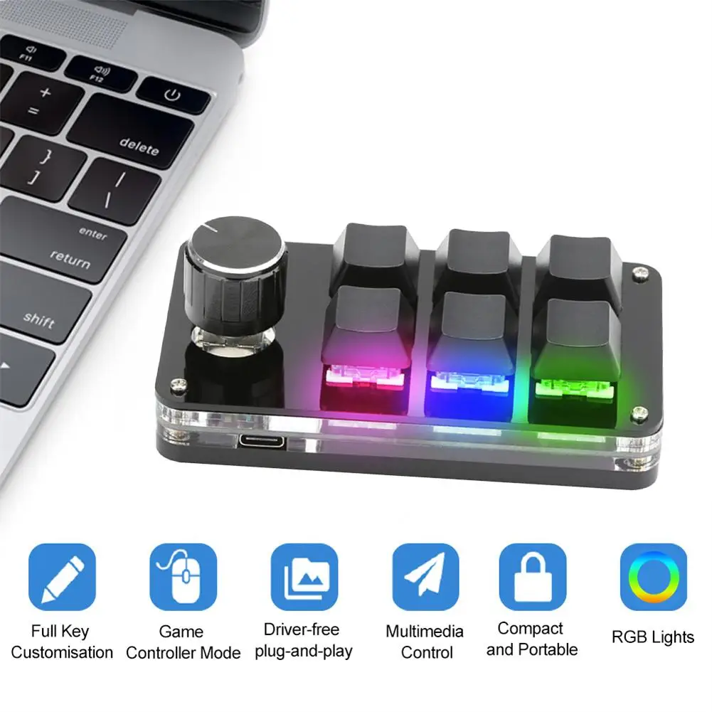 

6 Keys Usb Custom Keyboard Volume Button Knob Programming Macro Game Photoshop Hot Swap Mechanical Keypad