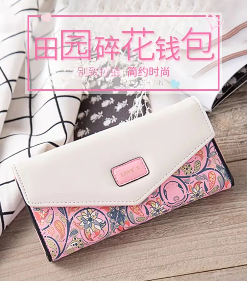 New Simple, Fashionable, Creative And Beautiful Printing Women's Long Casual Multi Card, Large Capacity Mobile Wallet