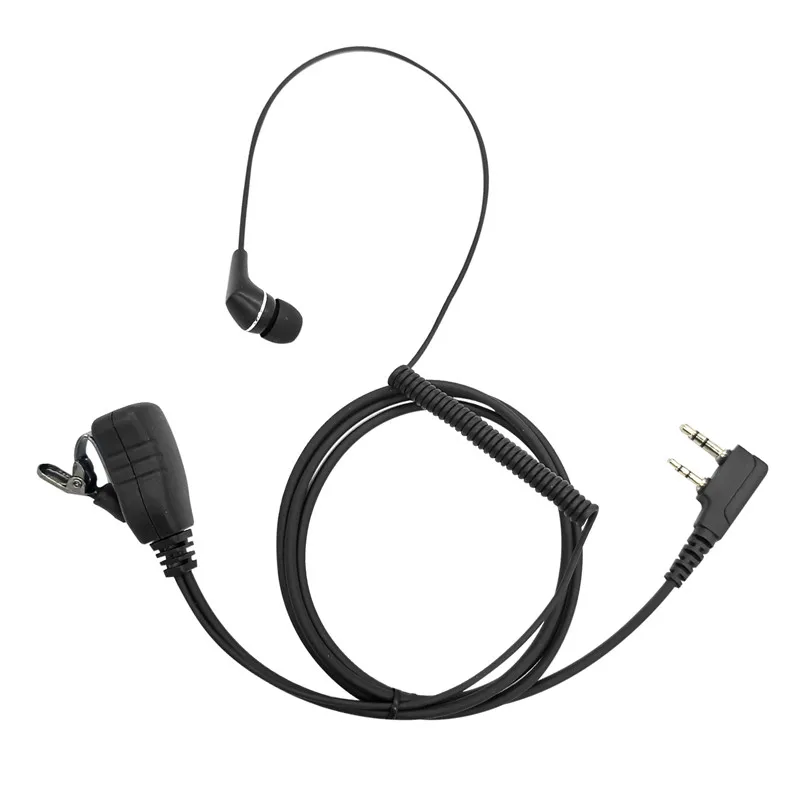 

2-Pin K head Plug in-Ear Coil Curly 2Wire Cable Walkie Talkie PTT Mic Earbud Earpiece Headset Earphone for baofeng BF 888s uv5r