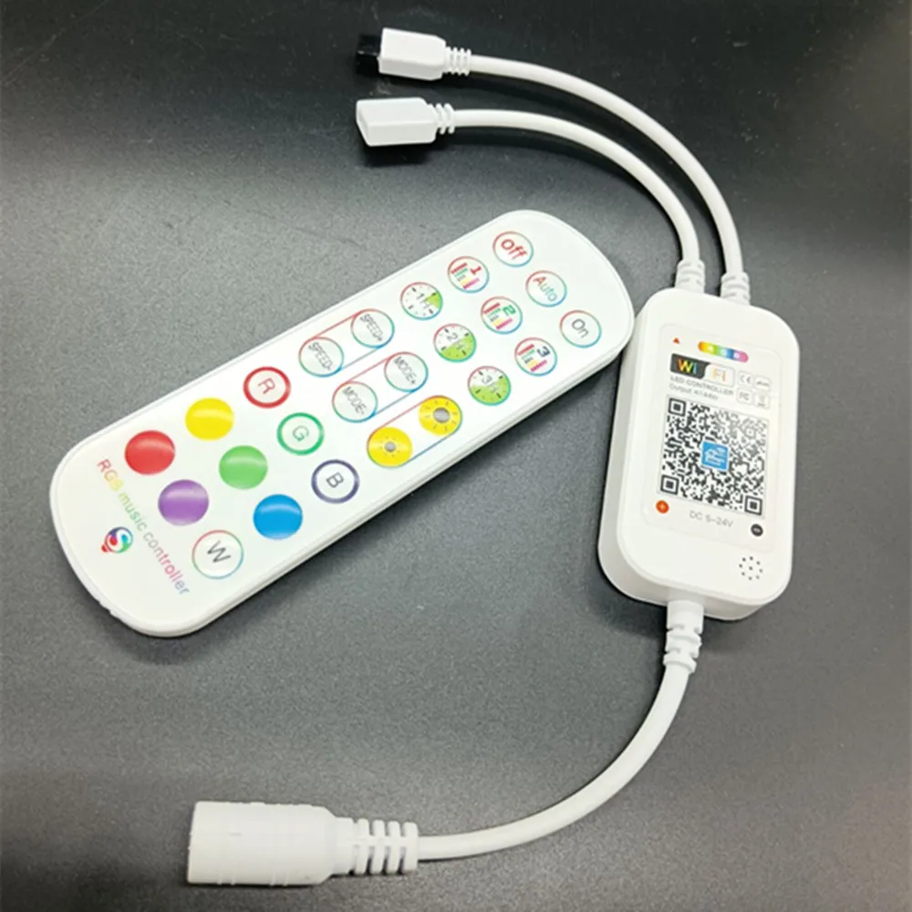 

DC5V-24V LED RGB Controller Wifi Music Controller Double/Three/Four Output 24key Remote WiFi Smart For RGB Strip