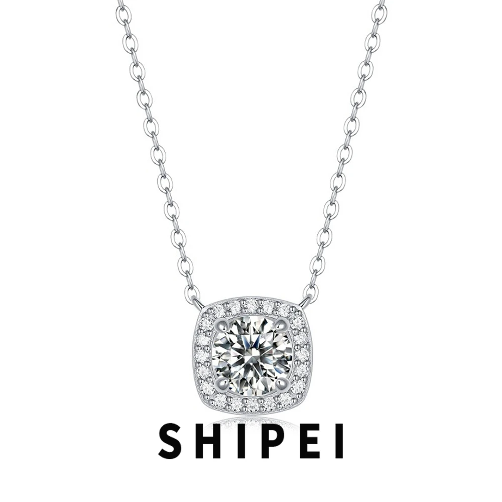 

SHIPEI 1 CT D Moissanite Diamond Gemstone Fine Jewelry For Women Classic 100% 925 Sterling Silver Necklace Pendant Wholesale