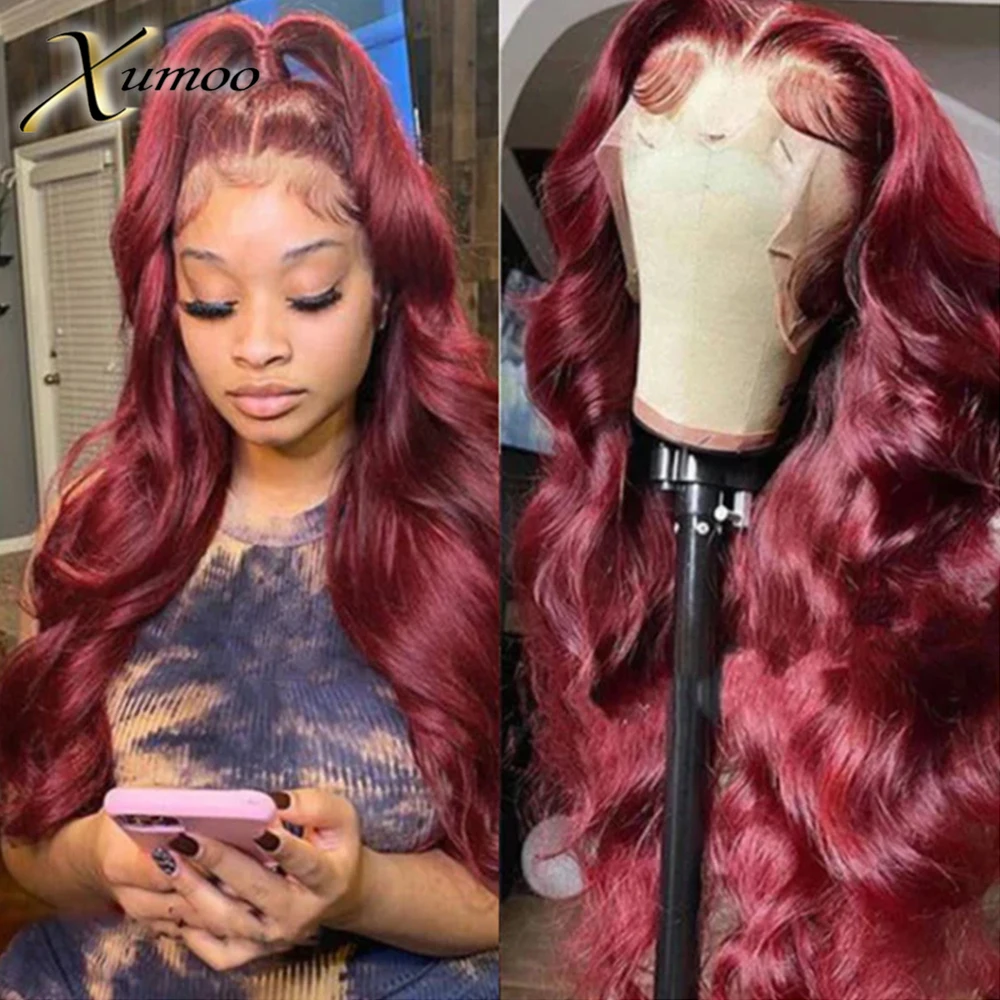 

99J Colored 13x4 Lace Front Wig Body Wave 13x1T Part Wigs Remy Brazilian 13x6 Human Hair Pre Plucked 200 Density Black Women