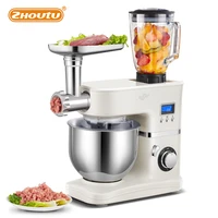 zhoutu stand mixer8 speed with digital timer electric kitchen mixer dough whisk beater meat grinder sausage juice blender