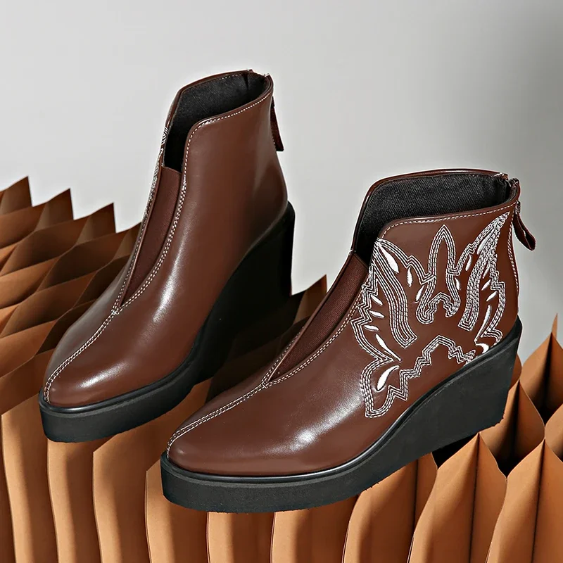 Женские ботильоны на высоком каблуке с острым носком модные элегантные кожаные