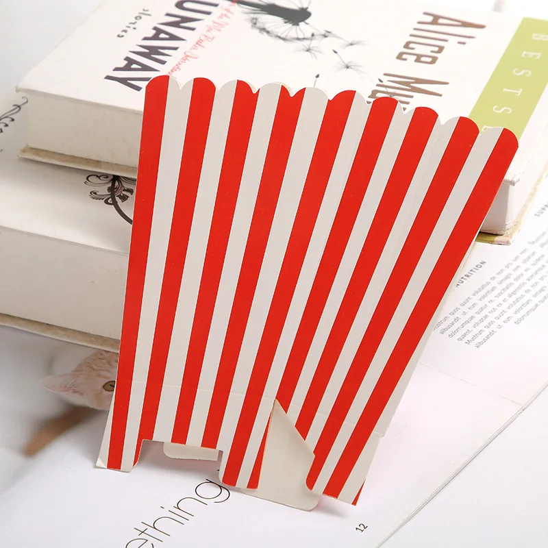 

Полосатая коробка для попкорна, тематическая стандартная одноразовая посуда, бумажные тарелки, сувениры, день рождения, Детские принадлежности для душа