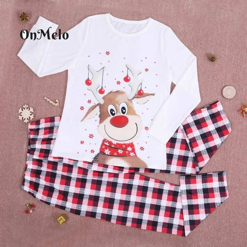OnMelo Christmas Family Matching Pajamas Adults Kids Family Matching Clothes Top+Pants 2pcs Xmas Sleepwear Pyjamas Baby Clothes