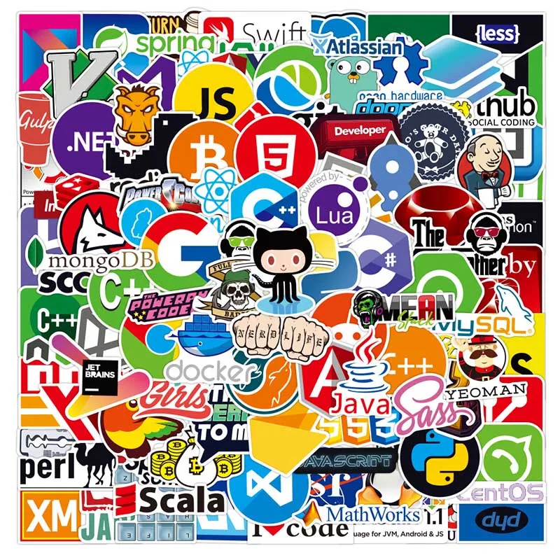 

100 шт. Новые программируемые наклейки s Pack для ноутбука, холодильника, телефона, компьютера, скейтборда, дорожного чемодана, водонепроницаем...