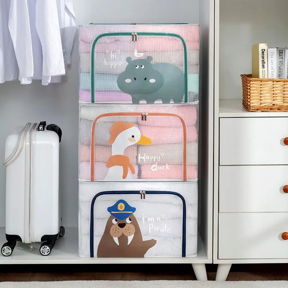 

Foldable Storage Bags Clothing Storage Bags Cartoon Dust Proof PVC Reinforced Handle Sweater Containers Home Storage