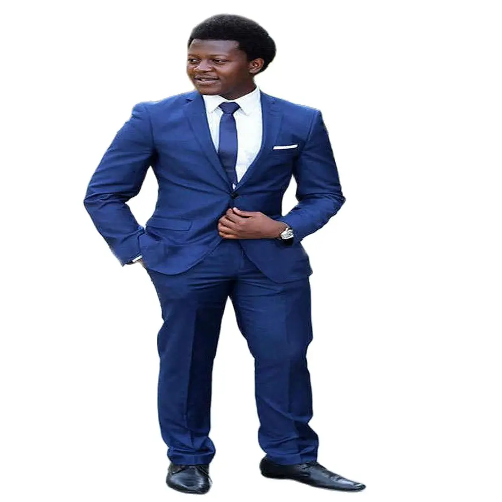 

Costume Homme Mens Suits (Jacket+Pants) New Arrival Single Button Slim Fit Casual Royal Blue Wedding Tuxedos Clothing