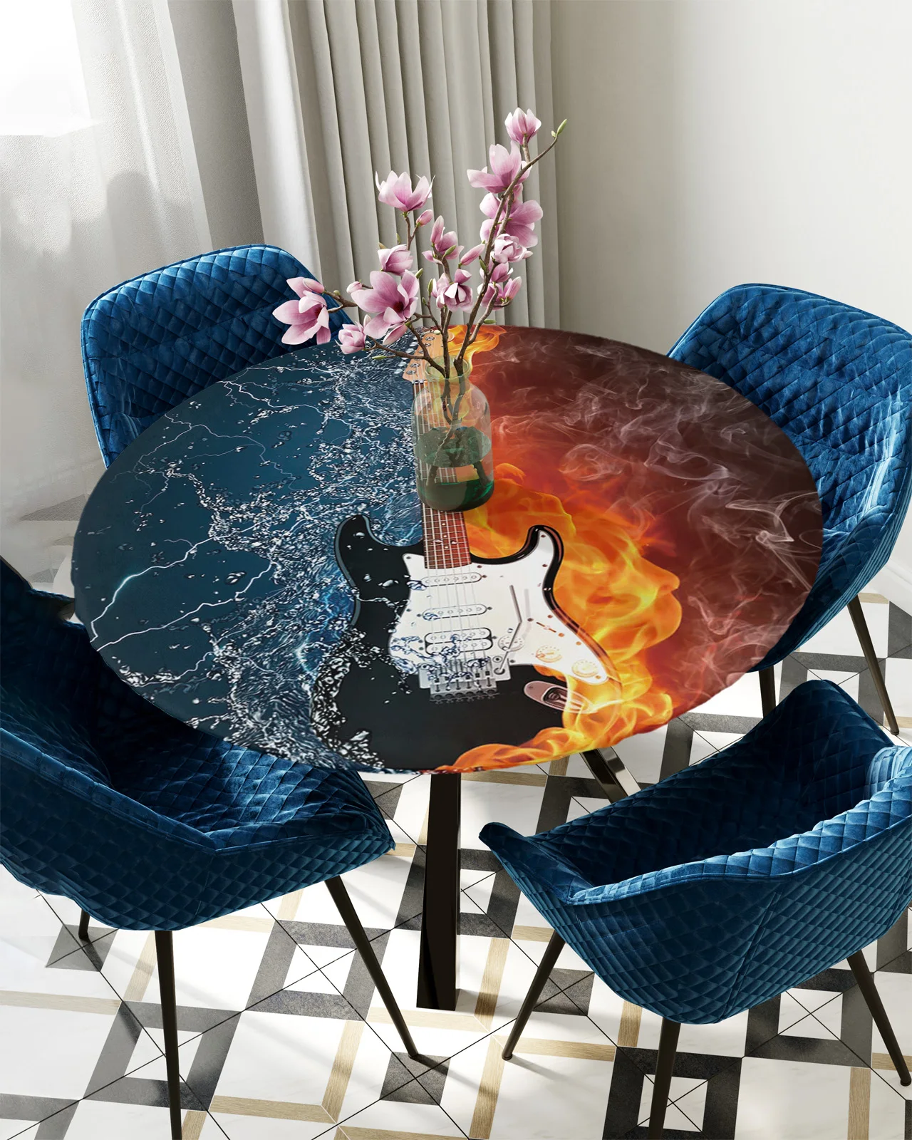 Waterproof Elastic Tablecloth For Kitchen Table Cloth Home Decoration