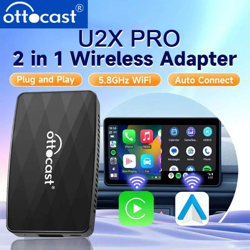 OTTOCAST U2 X PRO беспроводной Android Auto CarPlay адаптер Carplay Box мультимедийный плеер