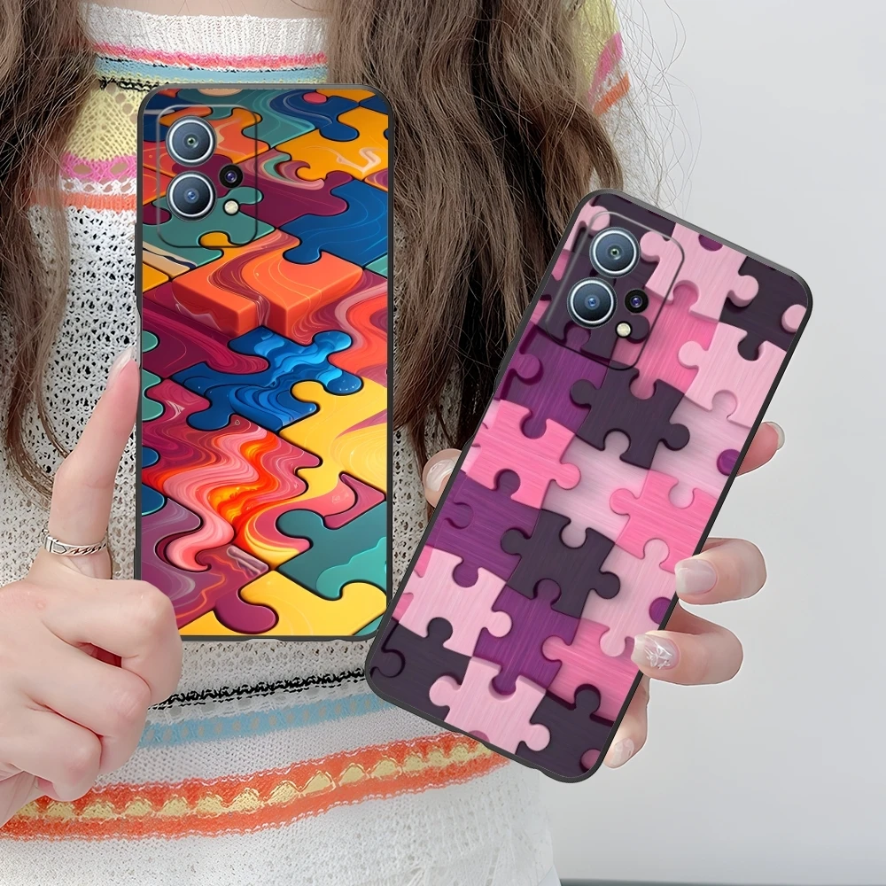 Чехол для мобильного телефона Puzzle Pretty Fashion Huawei P60 P50 P40 P30 P20 P10 P9 P8 Pro Lite Plus черный
