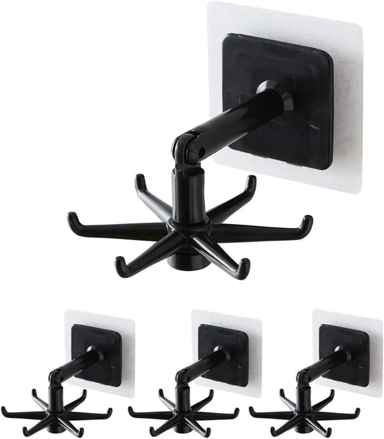 2PCS 360° Rotating Folding Hook Kitchen Nail-Free Rotating Shelf Rotating Organizer Kitchen Wall Mounted Utensil Hanging Rack