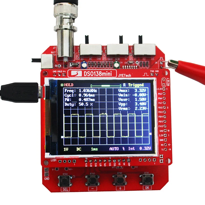 

DSO138 Mini Handheld Digital Oscilloscope DIY Kit Assembled ARM Cortex-M3 12-Bit TFT Oscilloscope 10:1 Probe Test Clip