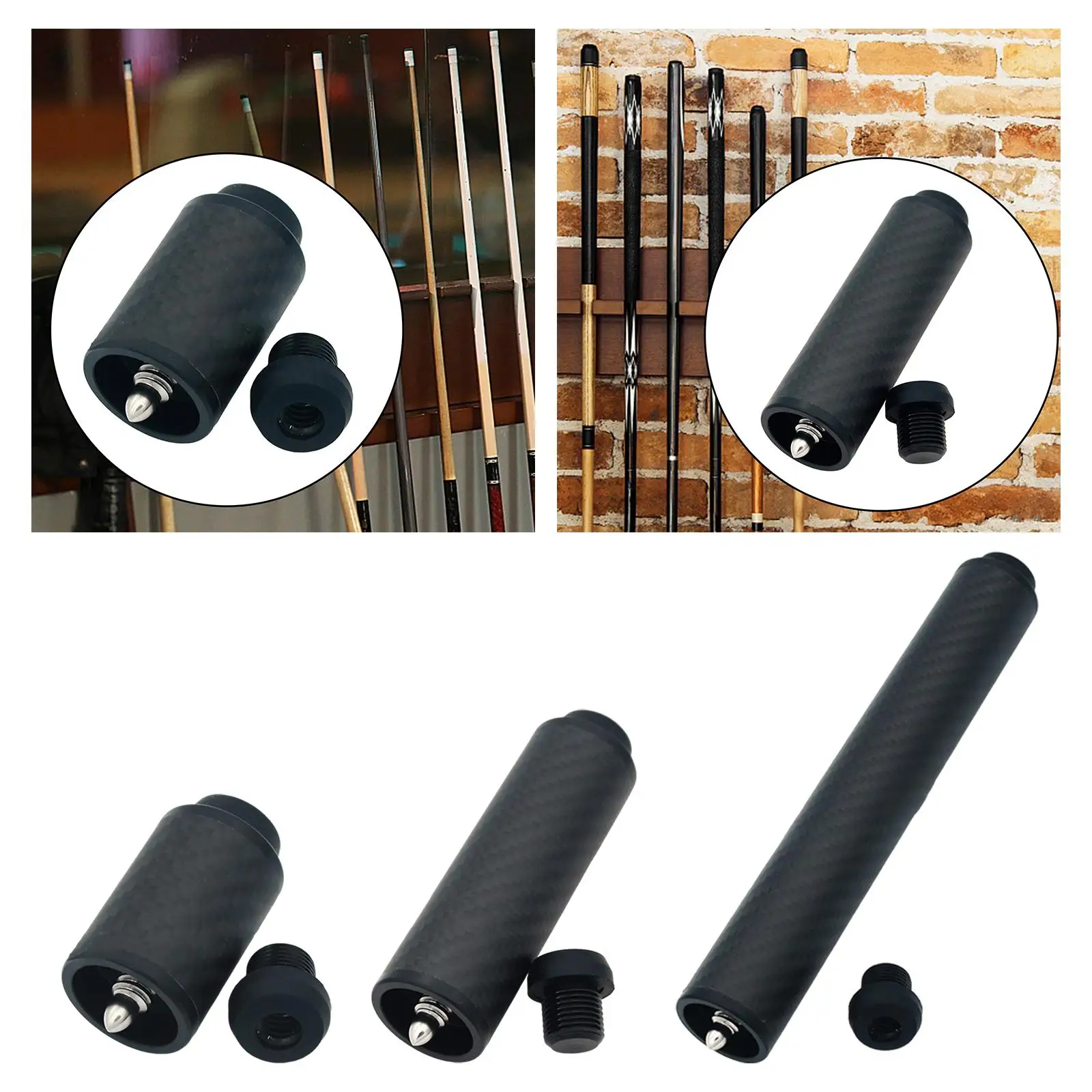 

Carbon Fiber Billiards Pool Cue Extension Cue Stick Extender Portable Billiards Accessory Aluminum Alloy Cue Shaft Holder Parts