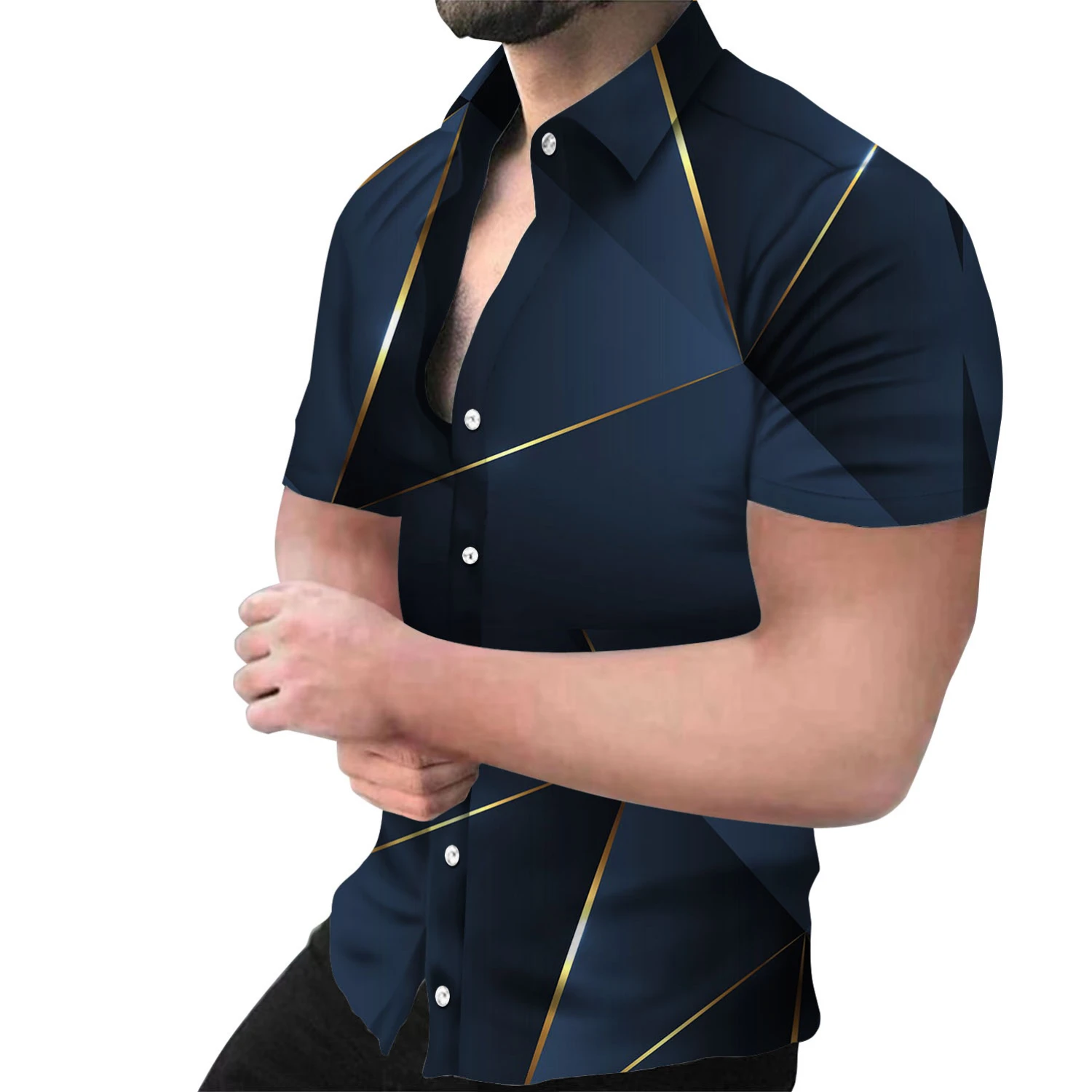 Fashion and Causal Men Personality Printed Short Sleeve Shirt