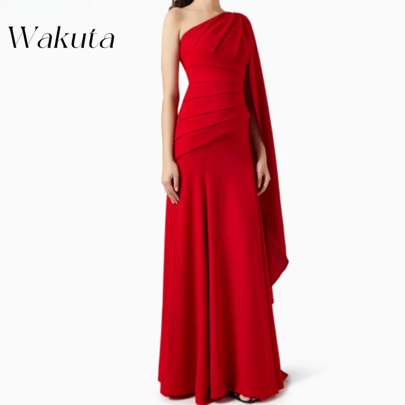 Винтажное Элегантное Атласное Платье Wakuta на одно плечо классическое платье для