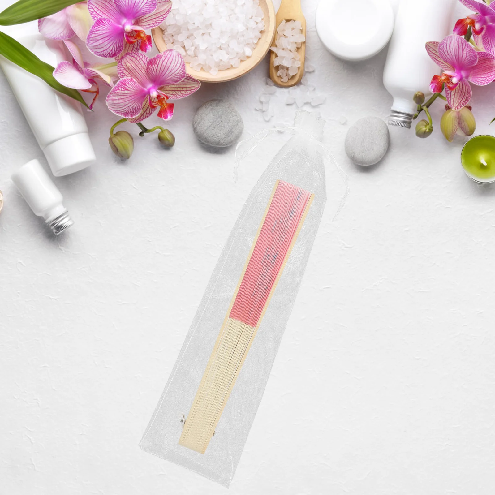 20 шт. сумка для конфет пряжа белый клатч складной веер из органзы на шнурке