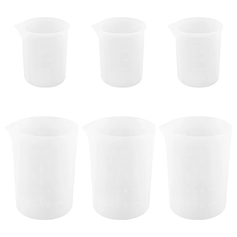 

Silicone Measuring Cups, 6 PCS 250Ml/100Ml Nonstick Reusable Silicone Mixing Cups Durable Easy Clean For Epoxy Resin-ABUX
