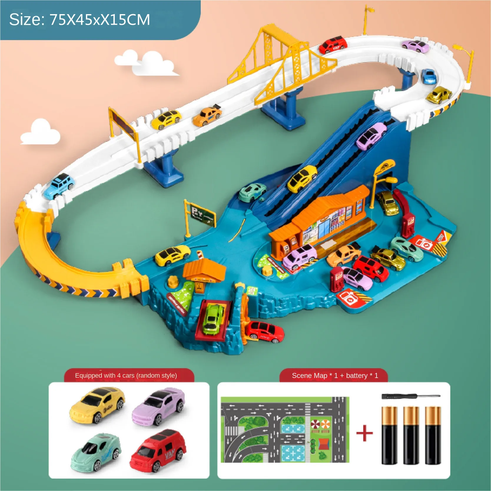

Children's Dinosaur Electric Rail Car Panshan Track Highway 2 In 1/3 In 1 City Building Stairs Climbing Toy Set Kid Gift Plastic