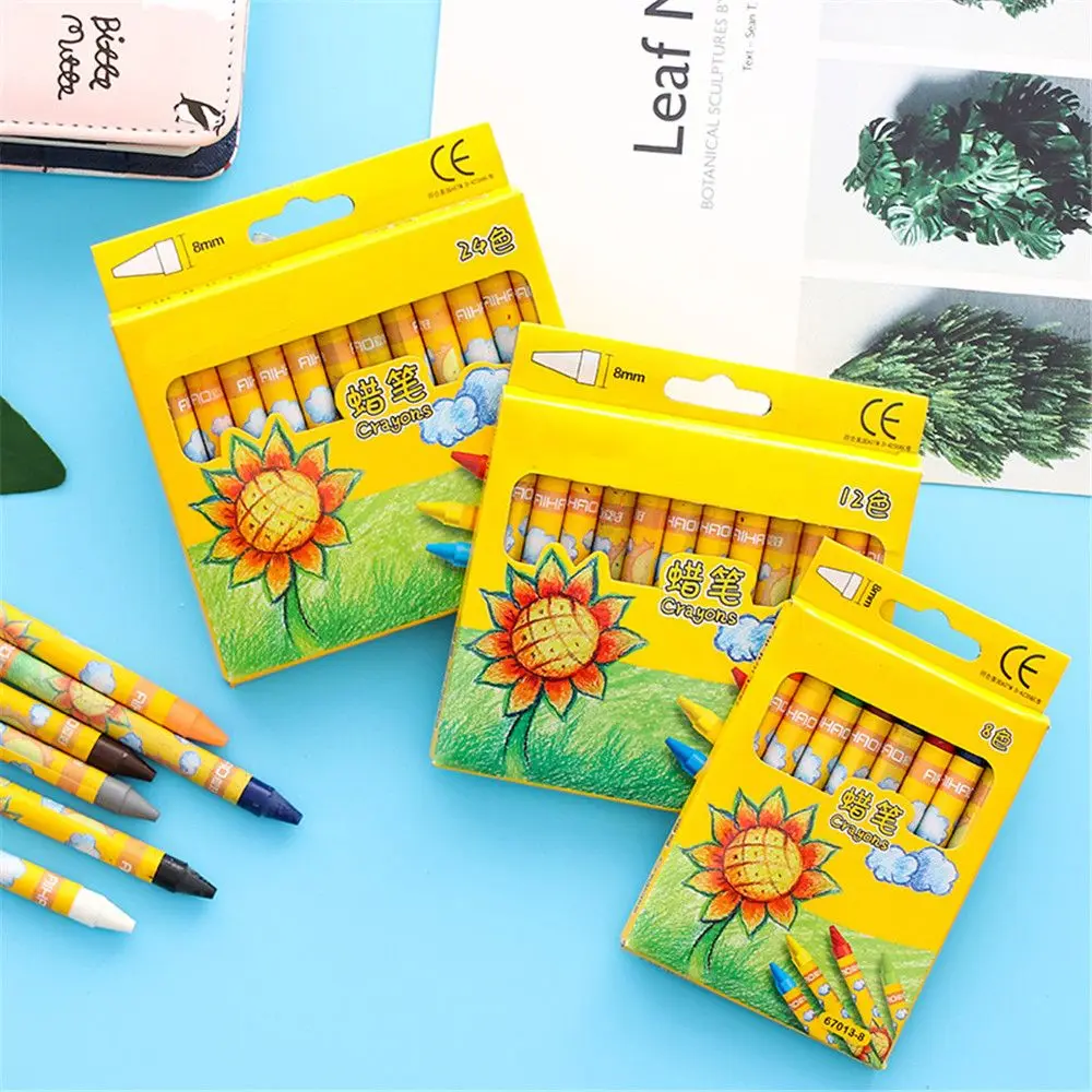 8/12/24 Colors Non-Toxic Wax Crayon Kids Creative Graffiti Pens Cute Stationery Painting Drawing Pens School Office Art Supply