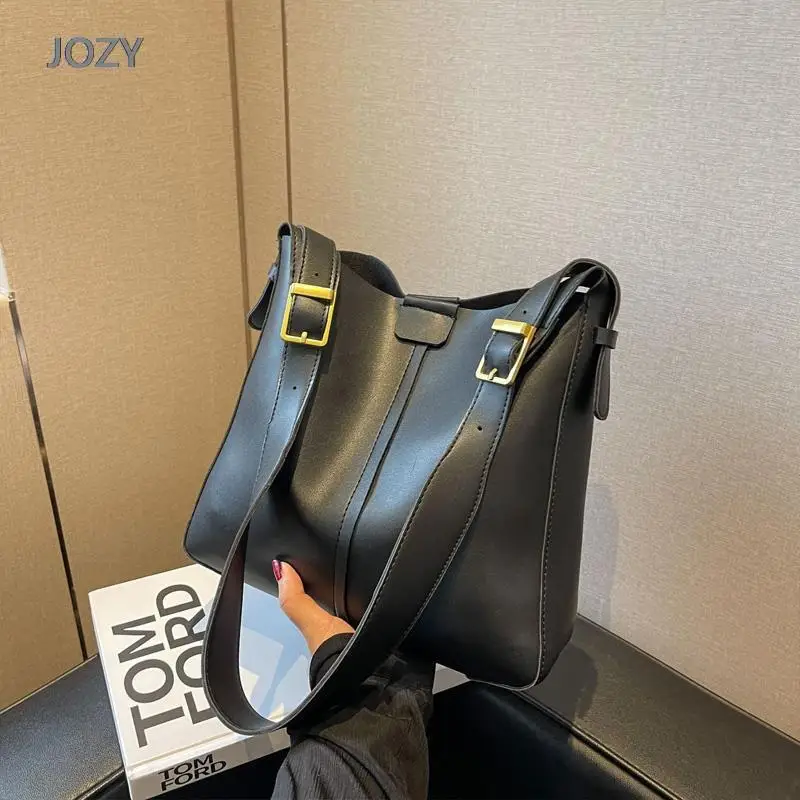 

Jozy Bucket Bags For Women 2023 Spring Trends Leather Shoulder Side Bag Female Solid Color Handbags Travel Shopping Tote Casuals