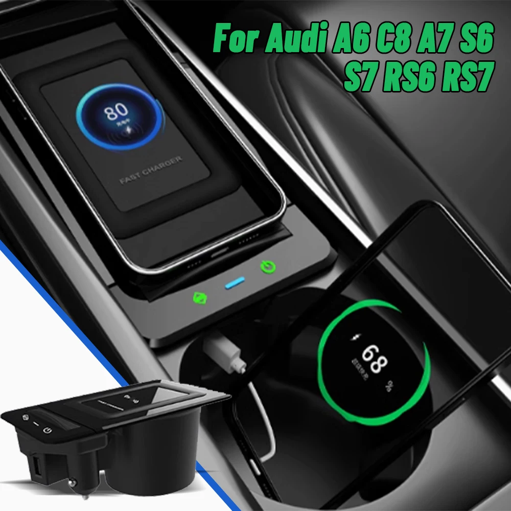 

Автомобильное беспроводное зарядное устройство 15 Вт для Audi A6 C8 S6 RS6 A7 S7 RS7 2019 2020 2021 2022 держатель для телефона Мобильная быстрая зарядка внутренняя отделка