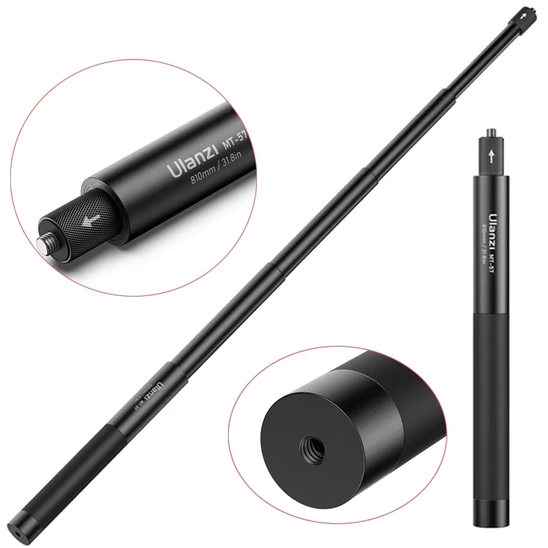 

For Ulanzi MT-57 MT-58 80/120cm Extendable Rod Selfie Stick Pole Universal 1/4'' Screw Lightweight for Gopro 10 11 DJI Action 3