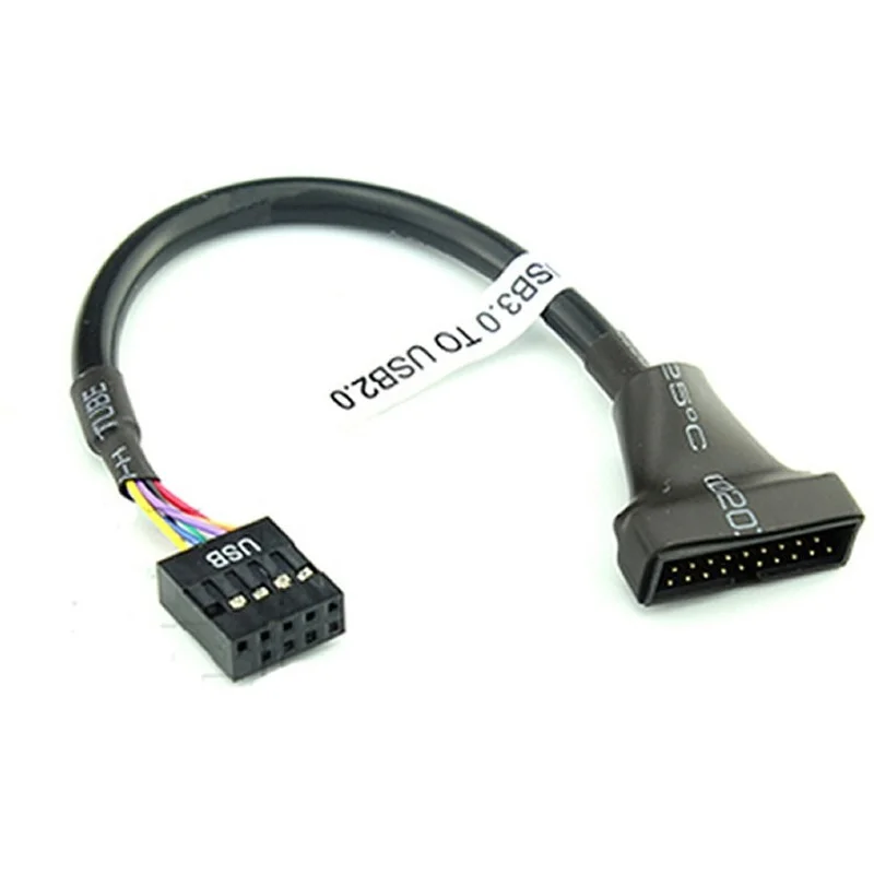 

New USB 2.0 9Pin Motherboard Female To 20Pin USB 3.0 Housing Male Adapter Cable Black 10cm 480Mbps USB3.0 Data Cable