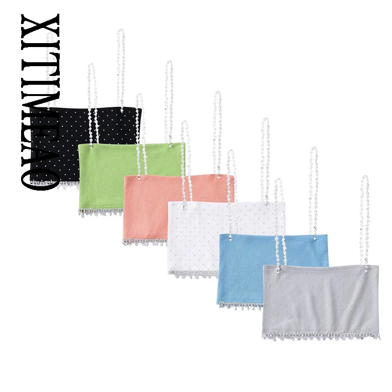 

XITIMEAO 2022 New Product Sweet And Soft Women's Fashion Sexy Jewelry Inlay Seamless Fabric Jacket Sling
