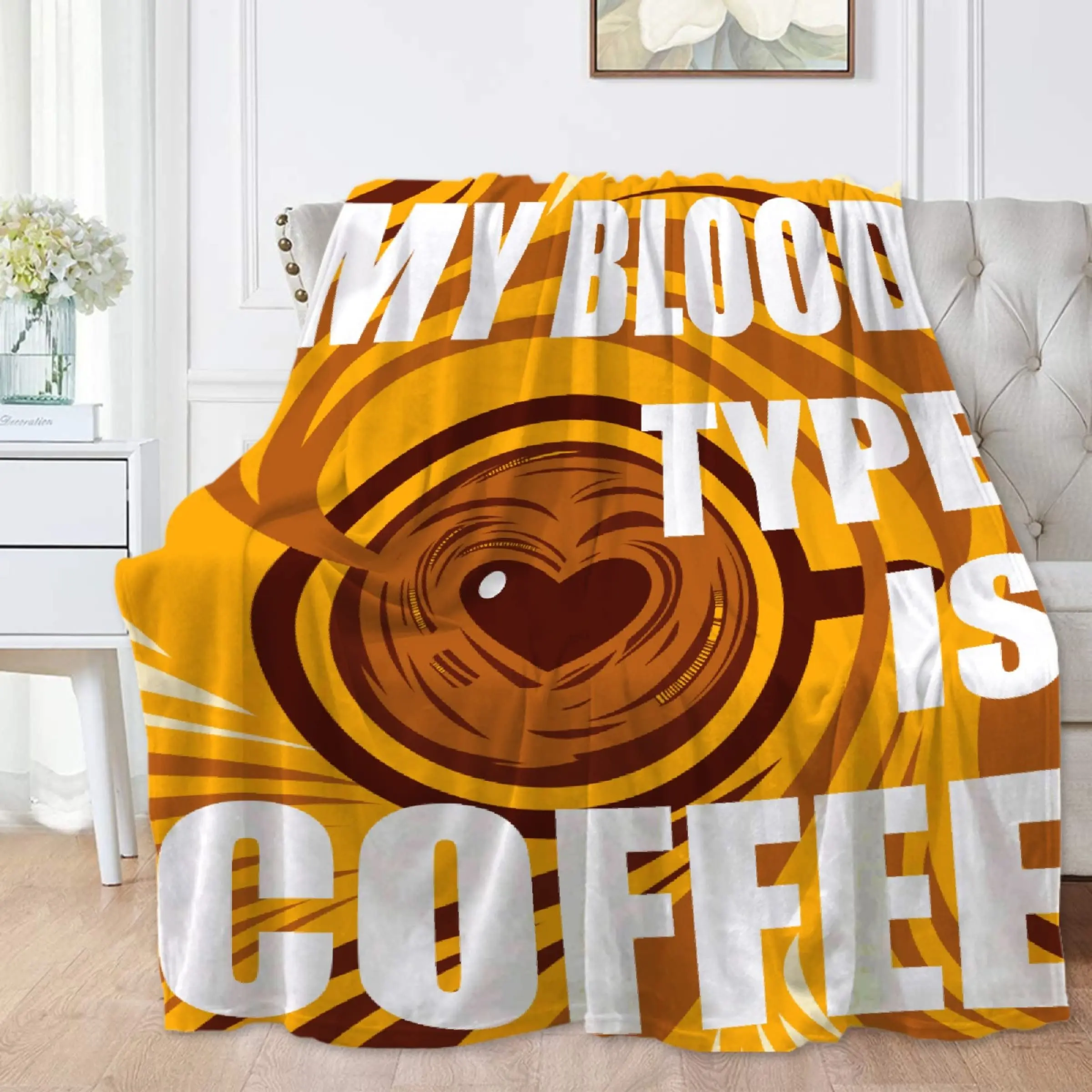 

Cute Drinking All Seasons Home Decor Gifts for Boys Fuzzy Cozy Throws My Blood Type Is Coffee Soft Blanket for Couch Bed Camping