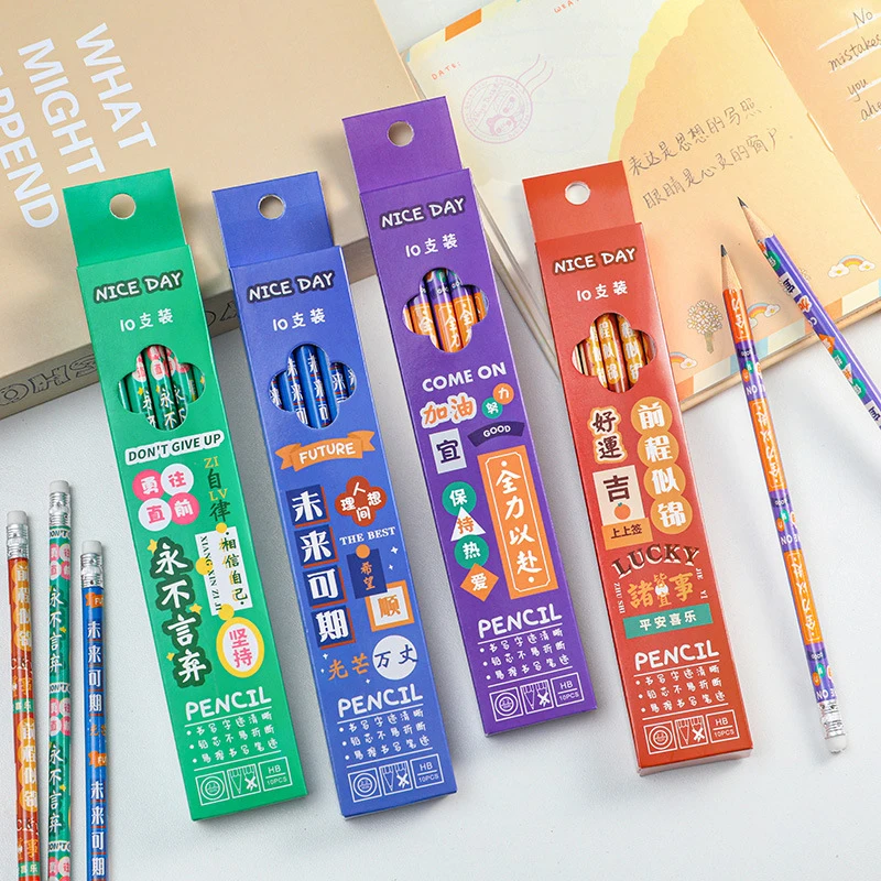 

10pcs Graphite Anime Pencil HB Sketch Drawing Pencils for Kids School Art Supplies Student Stationery Writing Pencils