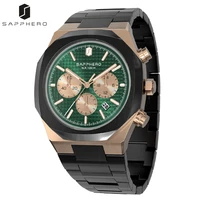 sapphero 2021 new luxury mens watches stainless steel 100m waterproof chronograph quartz movement casual business wristwatch