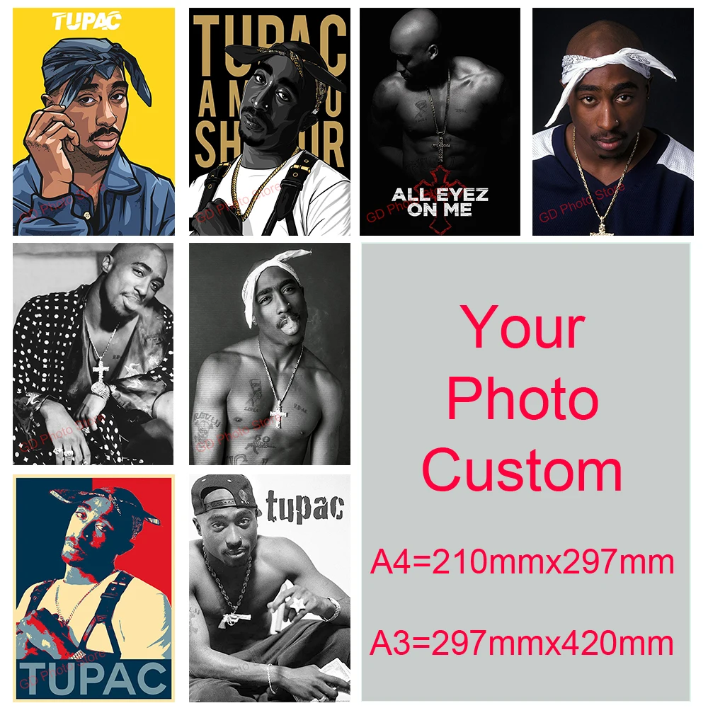 Пользовательский HD хип-хоп певец Тупак плакат фотобумага 2PAC ПЕЧАТЬ Плакаты