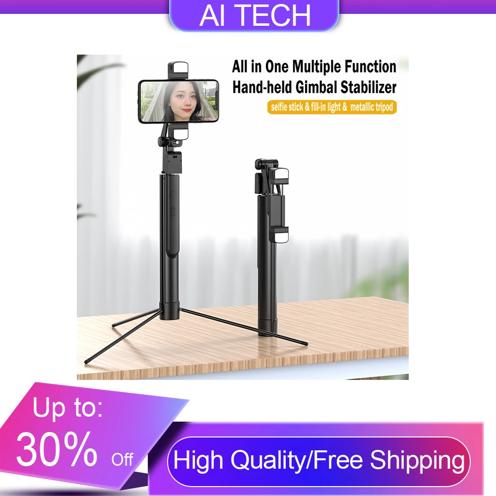 

K30 Selfie Stick Retractable Wireless BT Foldable Mini Tripod Fill Light For IPhone Xiaomi Huawei Samsung Android Live Tripod