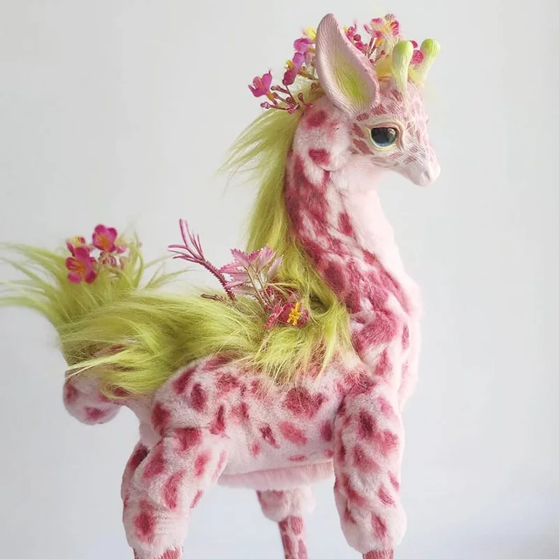 

Pink Giraffe Baby Russian Artist Handmade Fantasy Beast Doll