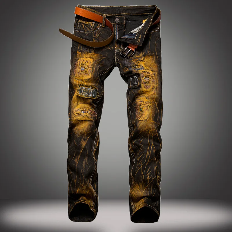 

Denim Designer Hole Vintage Jeans High Quality Ripped for Men Size 28-38 40 2022 Autumn Winter HIP HOP Punk Streetwear