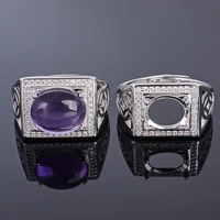 meibapj 810 natural amethyst gemstone fashion ring empty support for men real 925 sterling silver fine charm jewelry