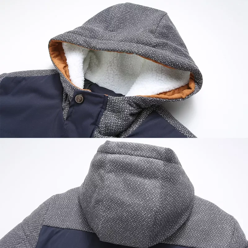 Thick Fleece Cotton Coats Slim Male Jackets Hooded Coat Mens Brand Clothing SA830 Winter Coat Men's Warm Parkas