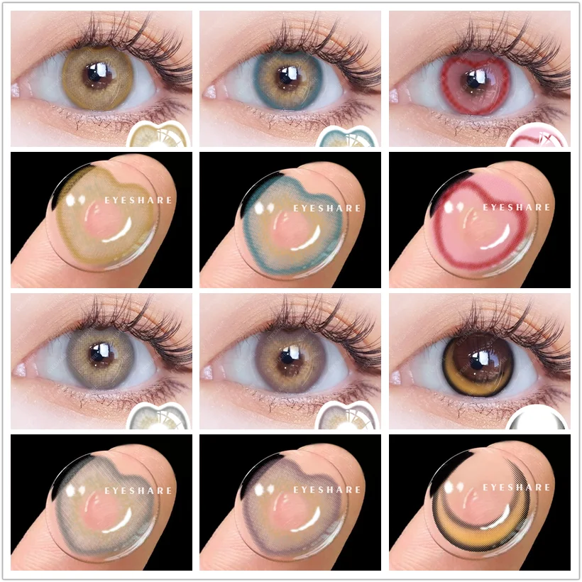 

Натуральные контактные цветные линзы EYESHARE для глаз, 1 пара, стандартные мягкие ежегодные Модные Контактные линзы для голубых глаз, для краси...