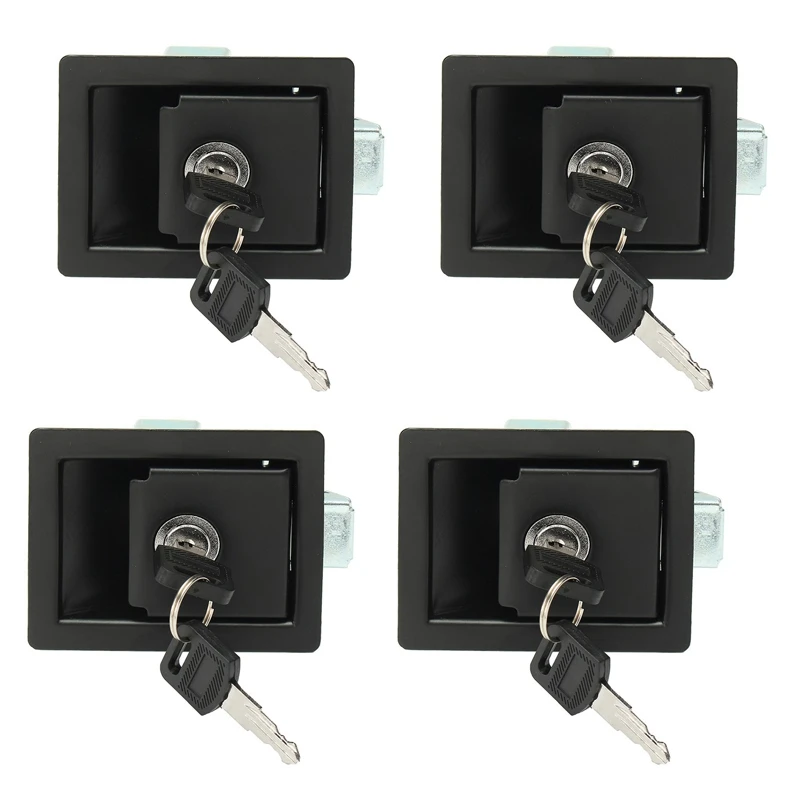 

4X Rv Car Paddle Entry Door Lock Latch Handle Knob Camper-Trailer Pull Type Panel Door Lock