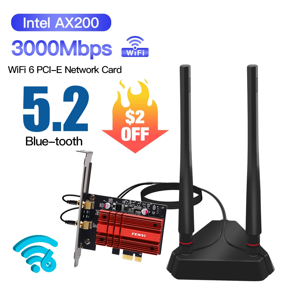 Беспроводной двухдиапазонный адаптер PCIe 3000 Мбит/с Intel AX200 Wi-Fi 6 Bluetooth 5,2 сетевая Wi-Fi карта 802.11ac/ax 2,4G