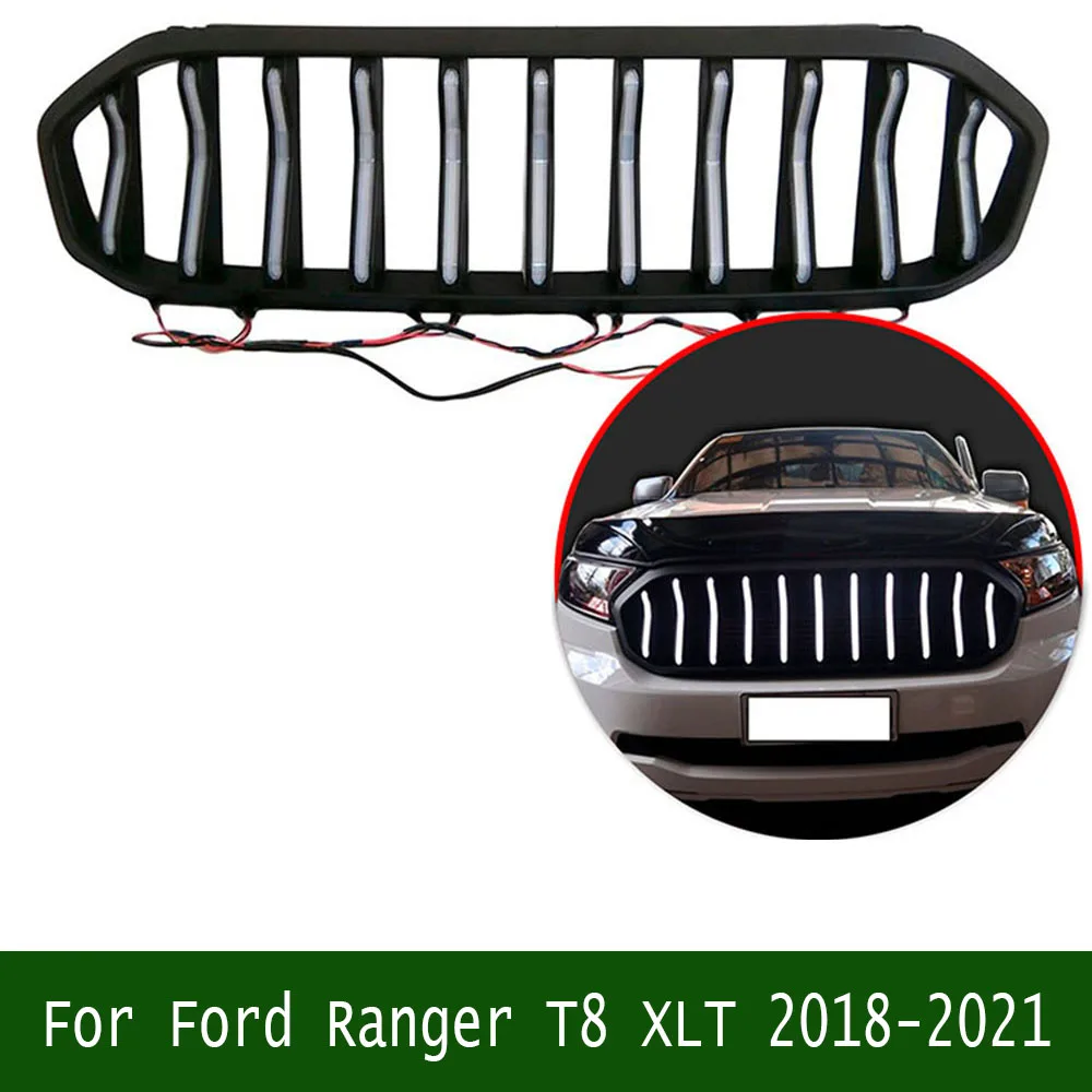 

For Ford Ranger T8 XLT 2018-2021 Pickup Car Modified Racing Grills Accessories ABS Front Grill Raptor Style Bumper Mesh Grille